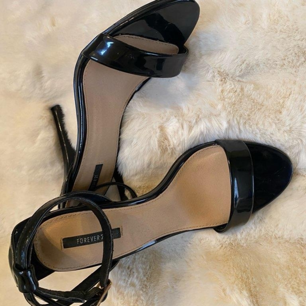 Forever 21 Black Stiletto Heels with Ankle Strap